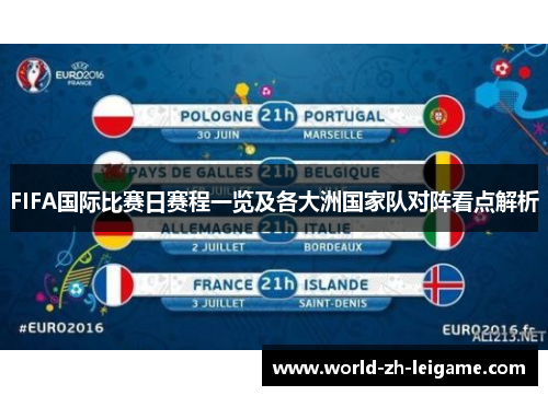 FIFA国际比赛日赛程一览及各大洲国家队对阵看点解析